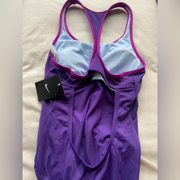 Nike Swimsuit Purple with Pink Trim Size 8 - Picture 4 of 10